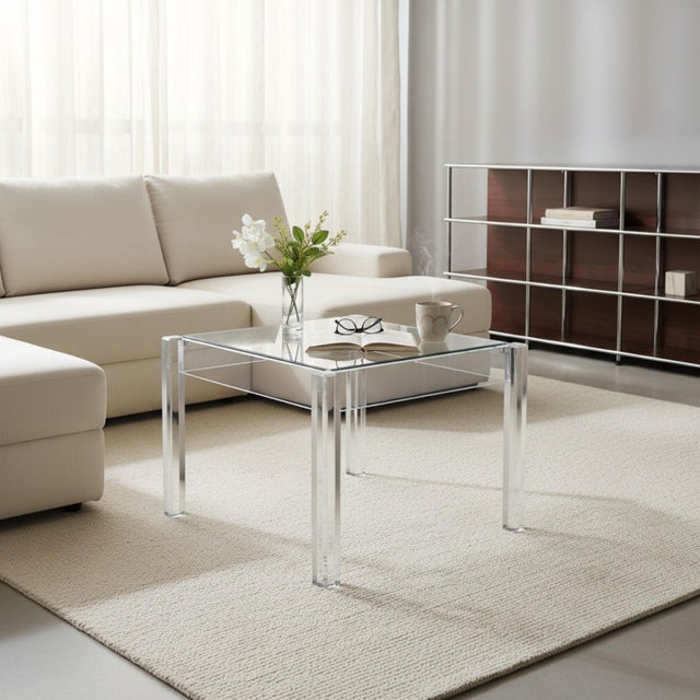 Mid-Century Modern Lucite and Glass Side Table For Sale - Image 9 of 9