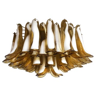 Italian Ceiling Lamp with Murano Glass Petals, 1990s For Sale