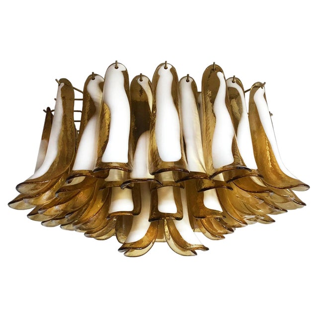 Italian Ceiling Lamp with Murano Glass Petals, 1990s For Sale