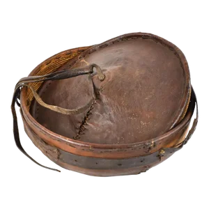 20th Century Lidded Leather Basket