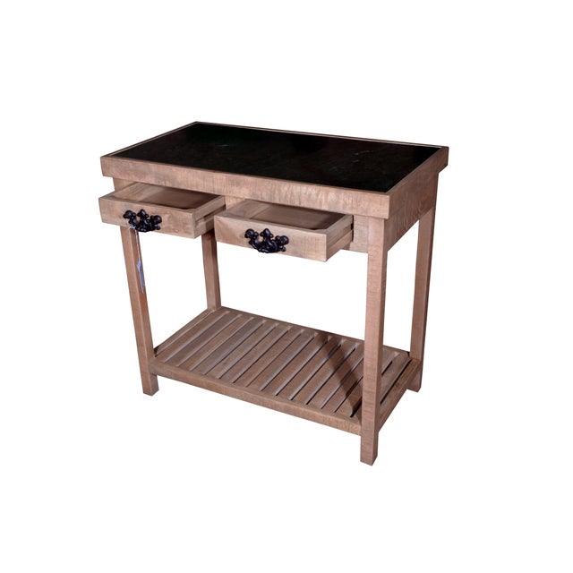 Wooden 2 Drawer Console Table With Marble Top Chairish