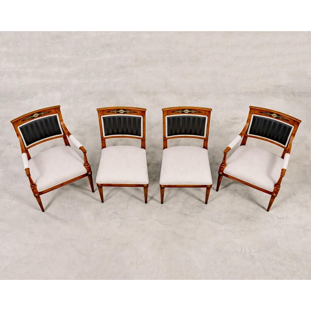 Set of Six French Directoire Style Dining Chairs Bronze Accents For Sale - Image 4 of 18