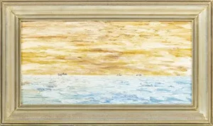 Alfredo Ramos Ayres Pereira, Sea Off the Beach of Madalena Vila Nova De Gaia, Oil Painting on Glass