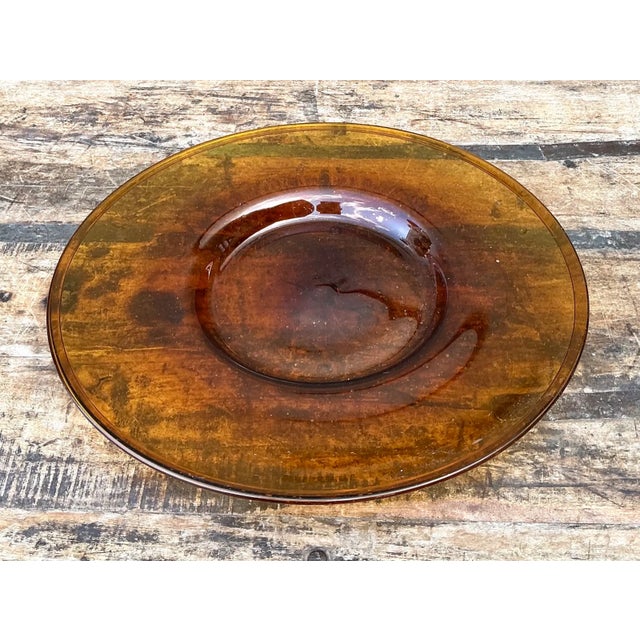 Vintage Amber Glass Serving Tray For Sale - Image 9 of 12