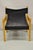 Vintage Mid Century Modern Scandinavian Black Canvas Birch Wood Lounge Chair. Circa Mid 20th Century. Measurements: 29" H...