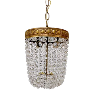 1950s Italian Brass Basket Chandelier