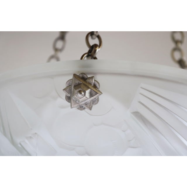 French Antique Art Deco Pendant Light by Mouynet, 1920 For Sale - Image 4 of 10