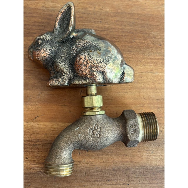 Vintage Natural Patinated Brass Rabbit Garden Water Spigot For Sale - Image 4 of 4