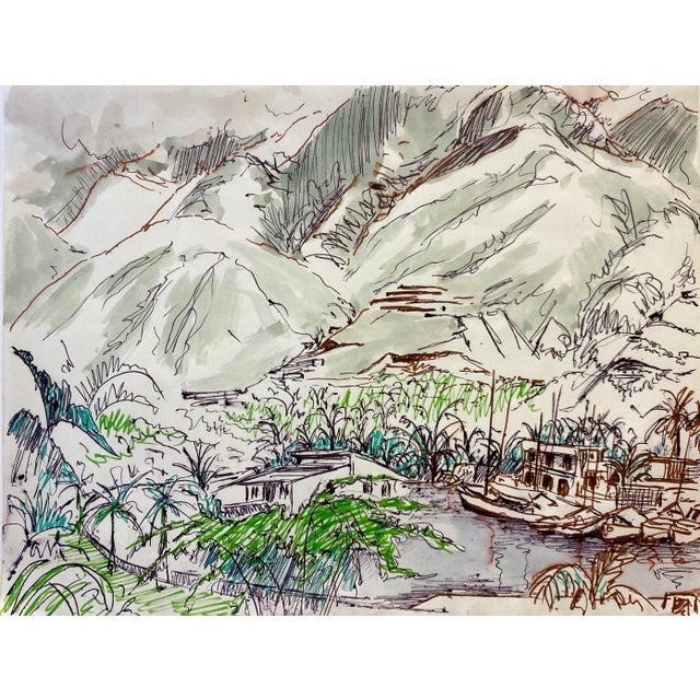 Coastal 1970s Ivy Attwell Tropical Coast Painting For Sale - Image 3 of 3