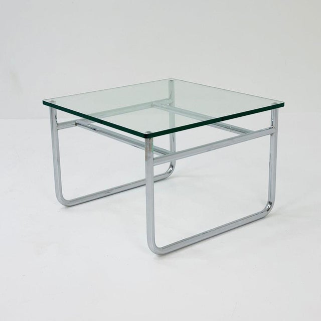Mid-Century Bauhaus Coffee Table Chrome and Glass, France, 1980s For Sale - Image 11 of 11