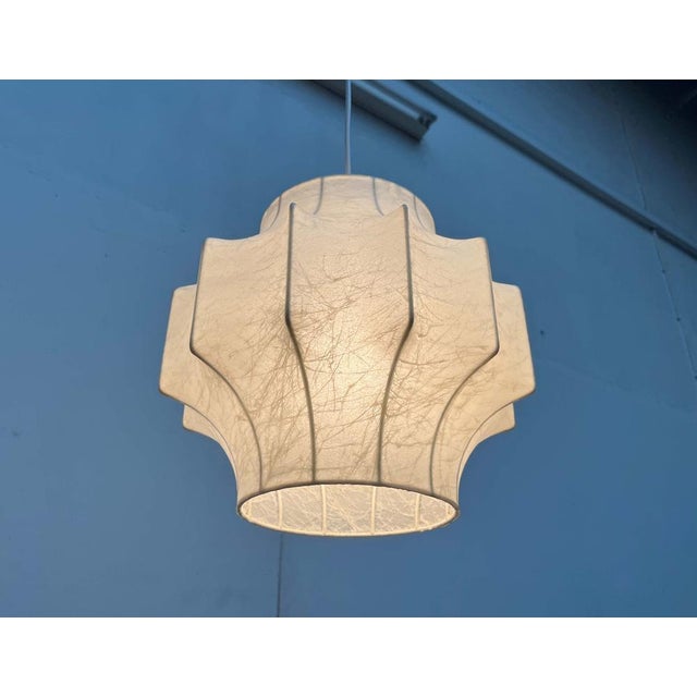 Ivory Mid-Century Modern Cocoon Pendant Lamp, 1960s For Sale - Image 8 of 18