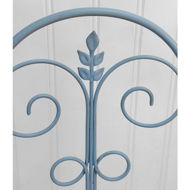Blue Vintage French Blue Wrought Iron Tall Back Garden Patio Chairs - Set of 4 For Sale - Image 8 of 13