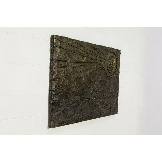 1970s Brutalist Bronzed Resin Wall Relief Sculpture, Style of Paul Evans, c 1970s For Sale - Image 5 of 12