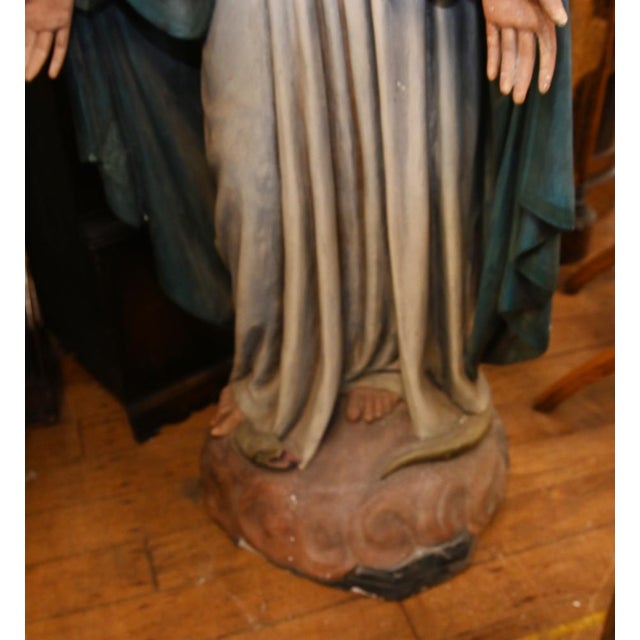 Lifesize Italian Mary and Joseph & Jesus Statues, 1920s, Plaster, Set of 2 For Sale - Image 17 of 18