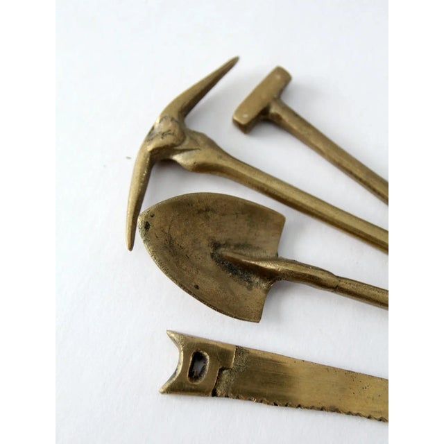 Brass Mid-Century Figurative Brass Mini Tool Set of 4 For Sale - Image 8 of 8