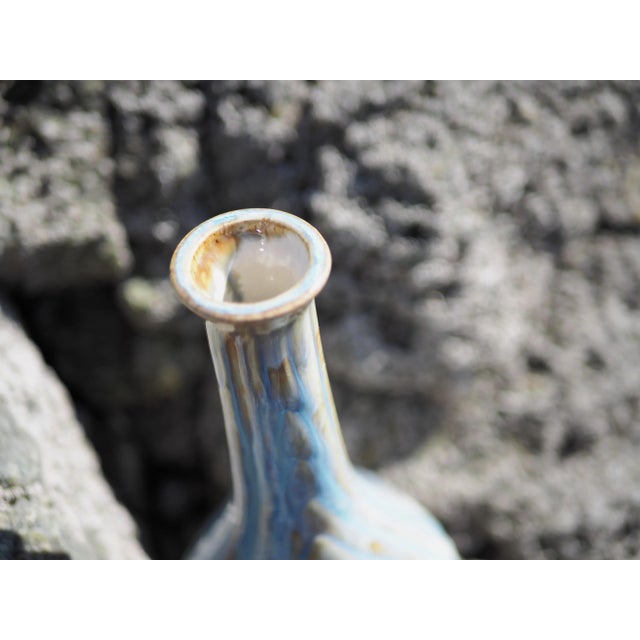 Mid-Century Modern Mid-Century French Rhoda Cloudware Blue, Grey and White Vase With Stripped Shape For Sale - Image 3 of 13