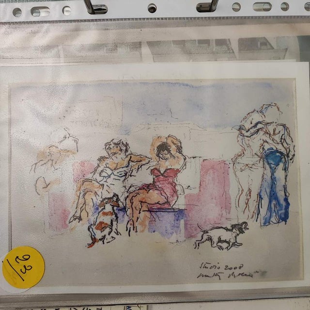 Blue Walter Piacesi, Watercolour, Framed For Sale - Image 8 of 10