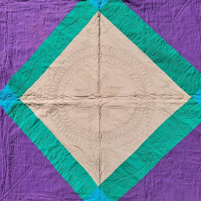 This amazing rare Amish all wool Lancaster County,Pennsylvania Diamond in a square quilt comes from a thirty year old...