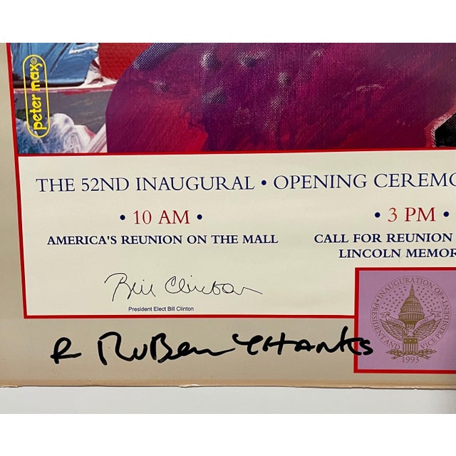Peter Max, Vintage Poster President Bill Clinton Pop Art Hand Signed Peter Max Lithograph, 1993 For Sale In Miami - Image 6 of 7