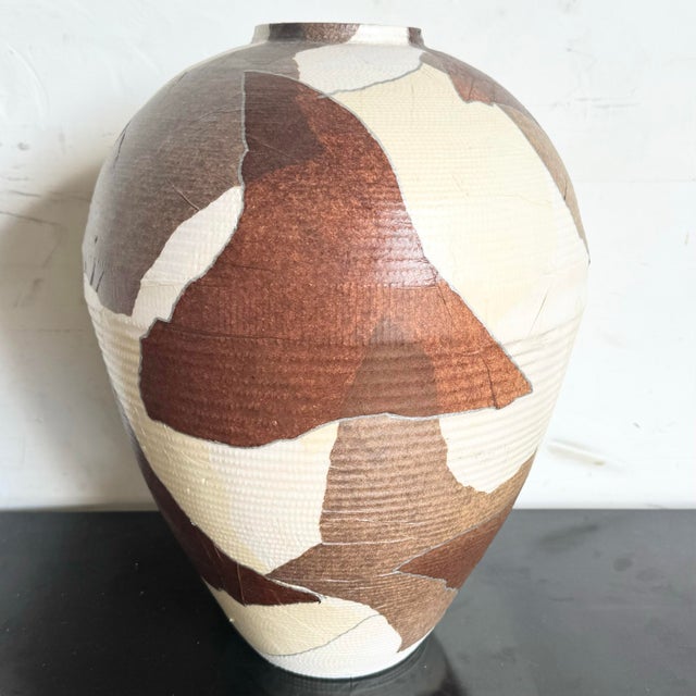 Large Decorative Brown and Tan Cardboard Vase For Sale - Image 4 of 10