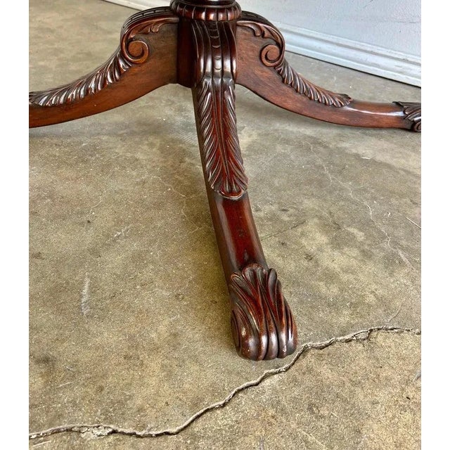 Regency Drum Table With Leather Top, Flame Mahogany, England, 1930s For Sale - Image 9 of 9