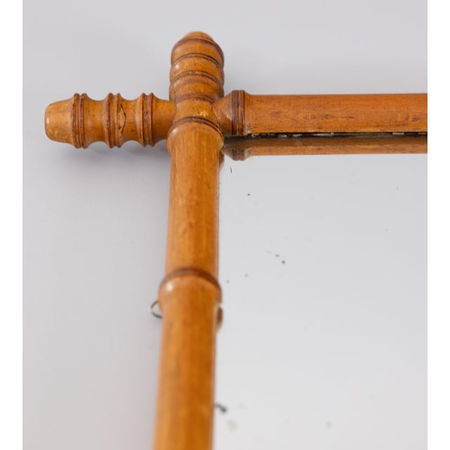 Chinoiserie Antique French Faux Bamboo Carved Mirror For Sale - Image 3 of 6