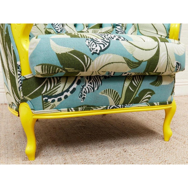 Antique Yellow Painted Wild Life Parlor Chair For Sale - Image 11 of 12