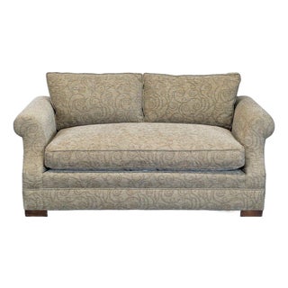 Traditional Patterned Loveseat With Rolled Arms For Sale