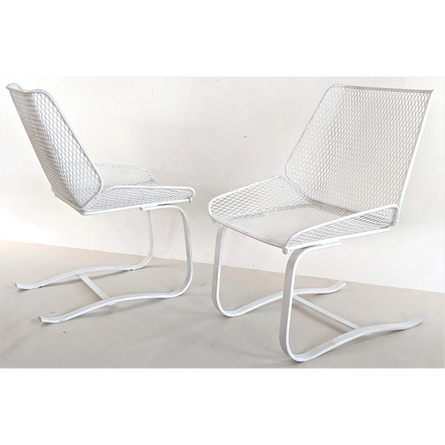 1960s Mid-Century Modern Metal Mesh Cantilever Bouncer Patio Chairs - a Pair, Attributed For Sale - Image 12 of 12