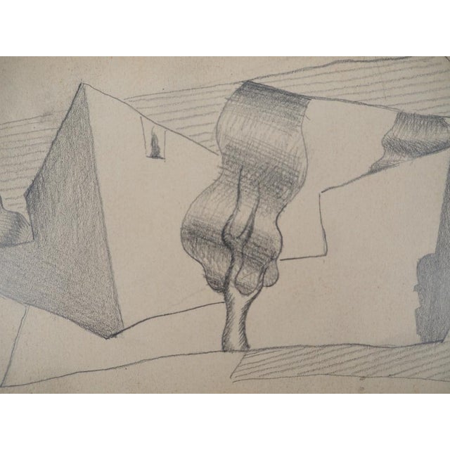 Leopold SURVAGE (1879-1968) cubist landscape Original pencil and print drawing Signed with the monogram lower right On...