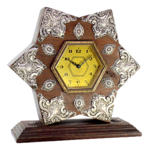 Star-Shaped Wooden Regulator Clock with Silver Applications