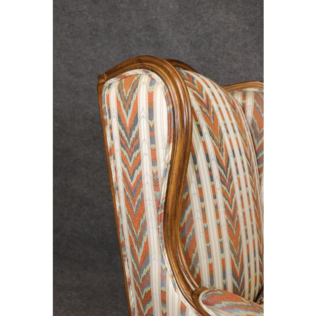 20th C. Louis XV Style Carved Wingback Bergere Chair & Ottoman For Sale In Philadelphia - Image 6 of 12