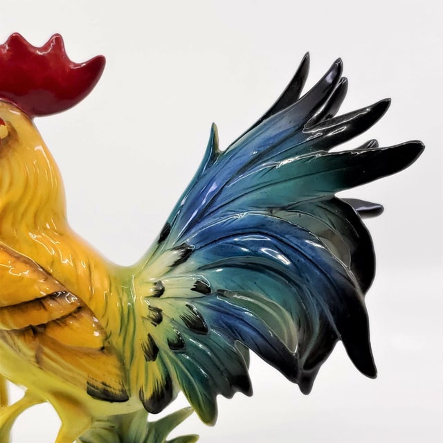 Ceramic 1960s Norcrest Porcelain Phoenix Chicken Figurine Table Sculptures, Signed Norcrest Japan- Set of 2 For Sale - Image 7 of 12