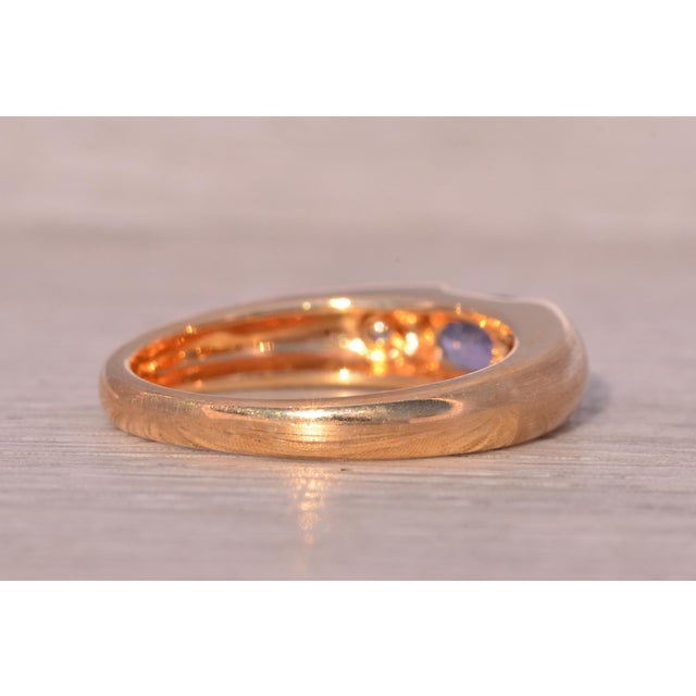 Metal The Hereford: New Old Stock Vintage Tanzanite and Diamond Ring in Yellow Gold For Sale - Image 7 of 11