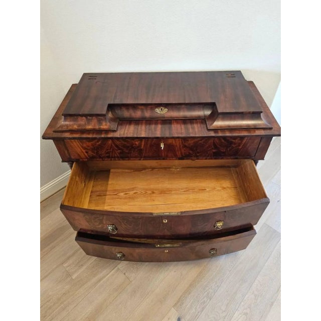 Early 19th Century Biedermeier Period Flame Mahogany Chest of Drawers For Sale - Image 11 of 13