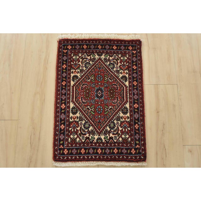 Farmhouse Fine Bidjar Rug 1’4” X 1’11” Ivory Wool Vintage Hand-Knotted Carpet For Sale - Image 3 of 6