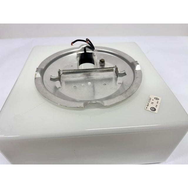 Mid-Century Milk Glass Flush Mount or Wall Light, Former Czechoslovakia, 1970s For Sale - Image 9 of 10
