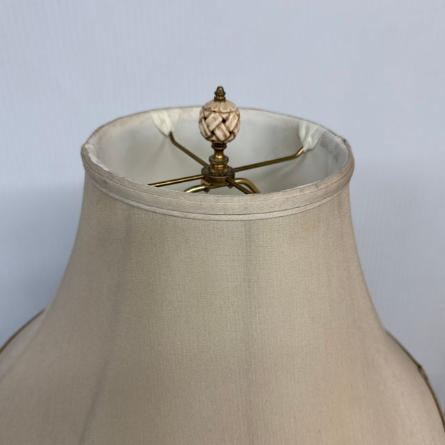 Asian Oxblood Table Lamp With Bell Shade, Asian Influenced For Sale - Image 3 of 11