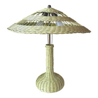 1940s Heywood Wakefield Arts & Crafts Wicker Table Lamp For Sale