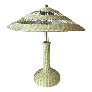 1940s Heywood Wakefield Arts & Crafts Wicker Table Lamp