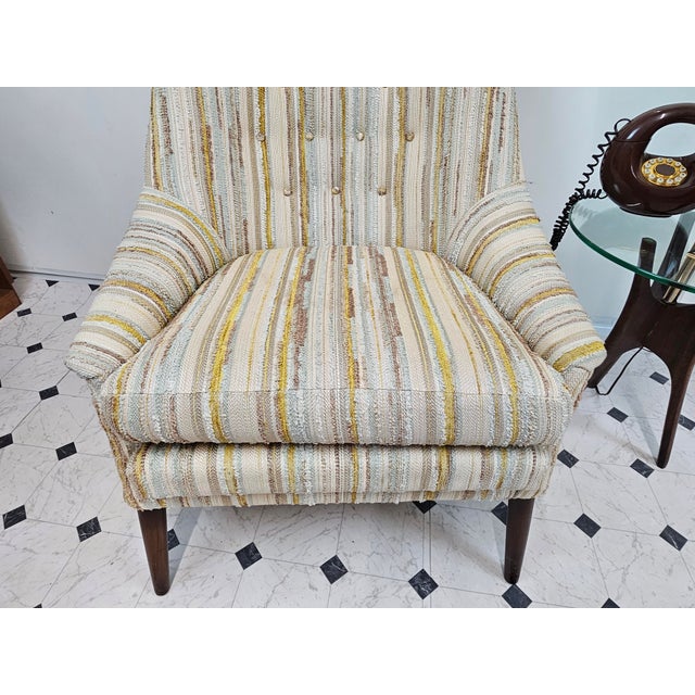 Wood Mid-Century Modern Tufted Wingback Lounge Chair by Selig For Sale - Image 7 of 8