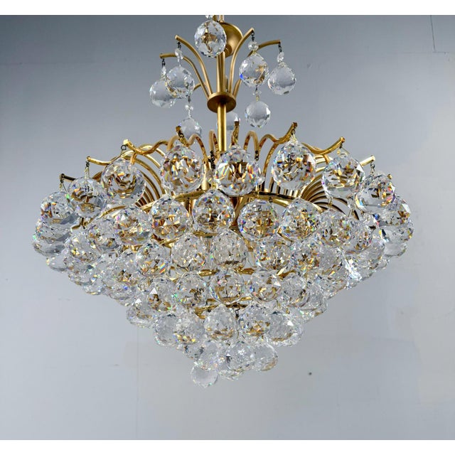 Hollywood Regency Chandelier with Crystal Glass Shades by Ernst Palme, Germany, 1960s For Sale - Image 17 of 18