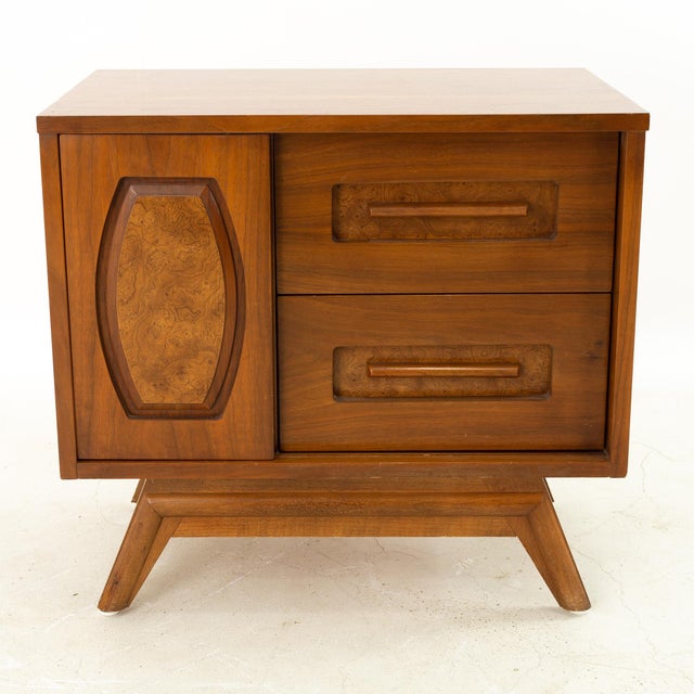 Young Manufacturing Mid Century Walnut Sliding Door Nightstand Chairish