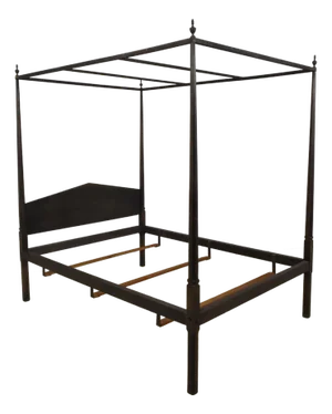 Country Style Full Size Black Painted Finish Poster Bed