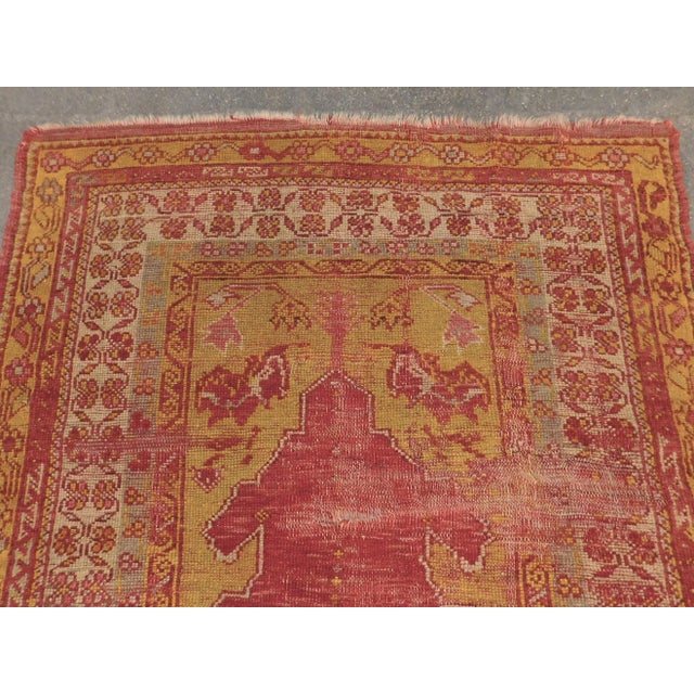 1920s Antique Hand Knotted Turkish Prayer Rug 3'5"x 4'9" For Sale - Image 5 of 12