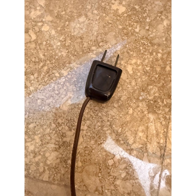 Vintage Mid-Century Modern Crescent Brass Manufacturing Co. Lamp & Slag Glass Shade. Glazed Apricot-Colored Base For Sale - Image 10 of 12