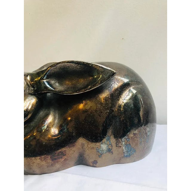 Gray Metal Rabbit Sculpture from Pinelake, 2000s For Sale - Image 8 of 12