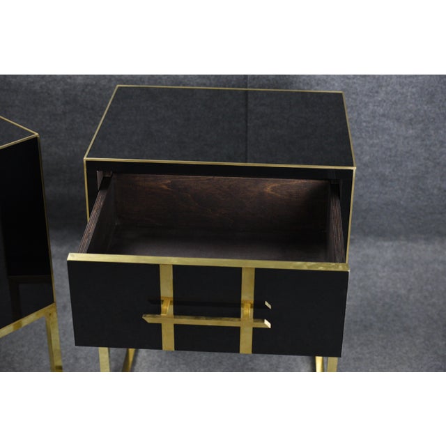Black Pair Nightstands in Wood , Black Color 1950s Style For Sale - Image 8 of 10