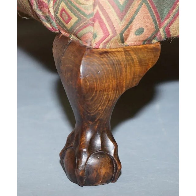 Vintage Wingback Armchair with Claw & Ball Feet and Kilim Style Upholstery For Sale - Image 11 of 18
