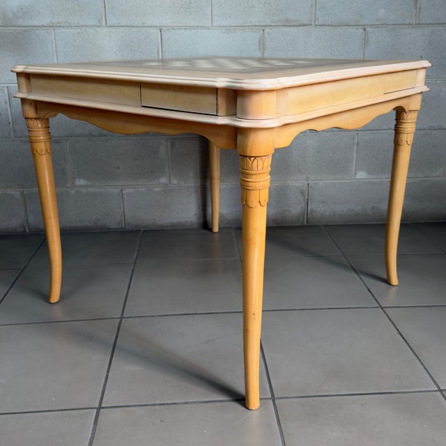 Vintage Light Wood Inlaid Game Table For Sale - Image 5 of 12